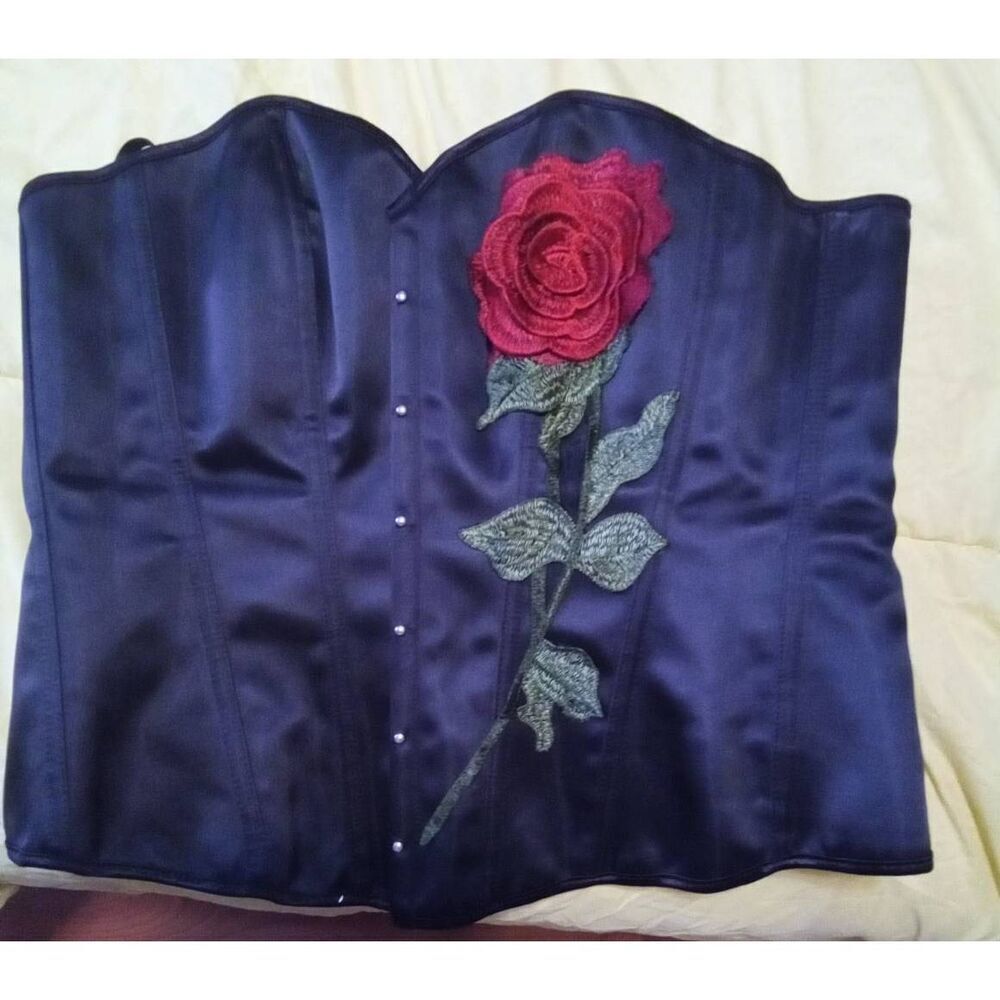 Vintage elegant redârose embroidery corset